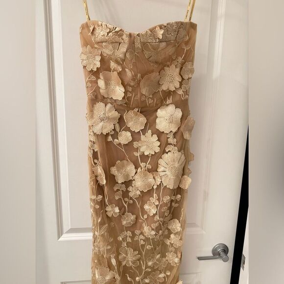 NWOT Bronx and Banco JASMINE MAXI DRESS Floral Gold Strapless Dress - Picture 7 of 15